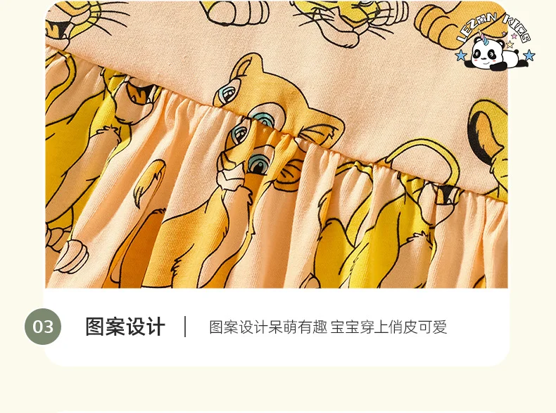 LEZONKIDS - professional factory Cartoon printing Cotton Breathable fabric Summer casual Girls dress